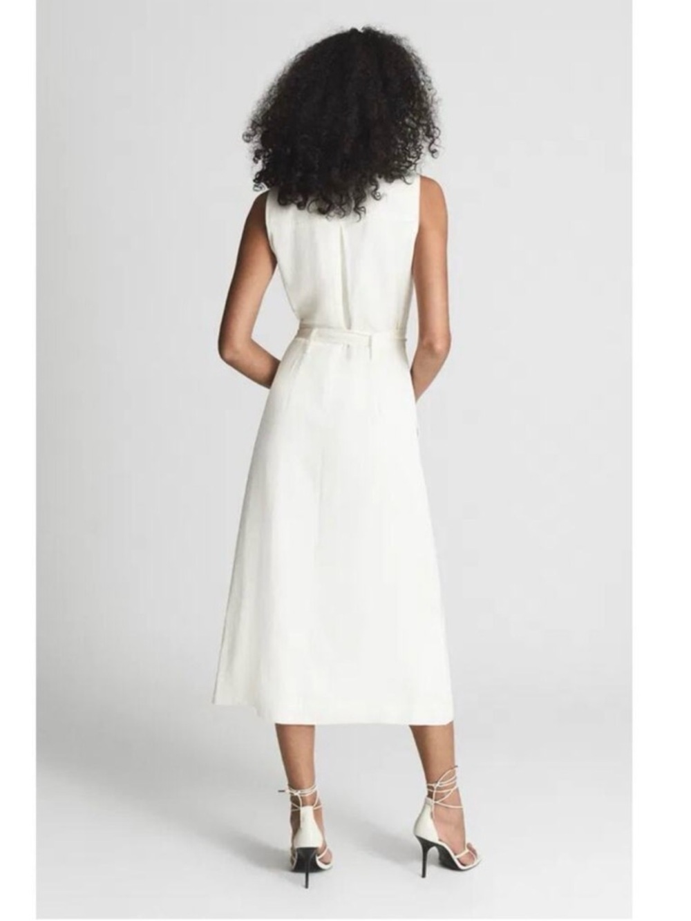 Reiss// Mariah//Linen Blend Dress// White// USA 4 - Picture 2 of 10